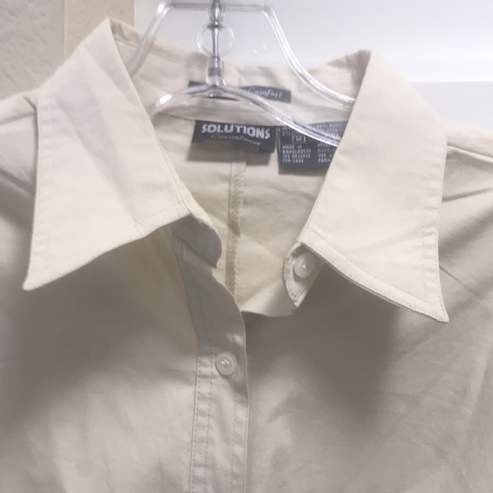 4 for $10 💗💗 Solutions Casualwear khaki colored button down shirt - Picture 3 of 8